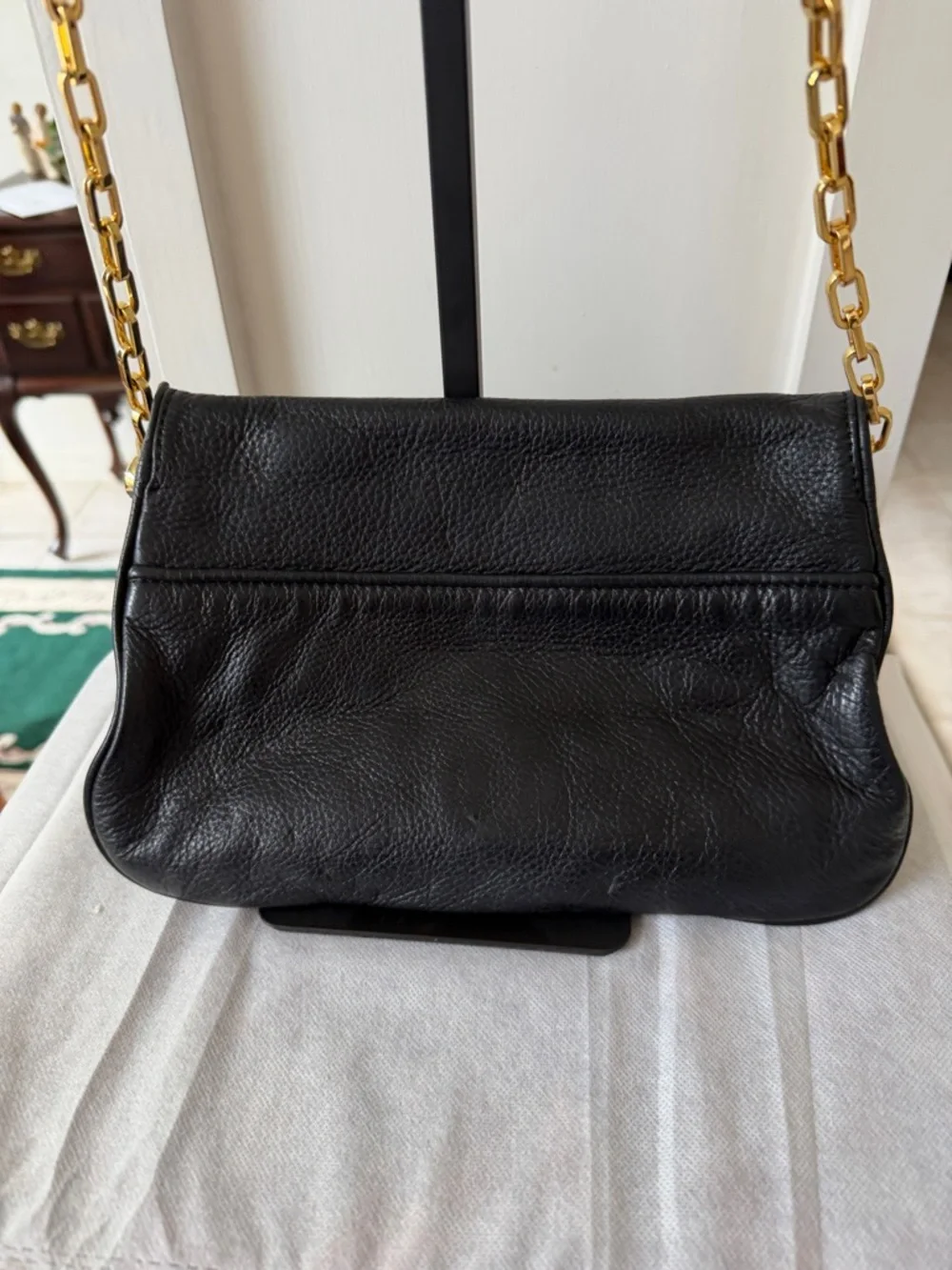 Tory Burch Amanda Convertible Black Pebble Leather Clutch/Crossbody